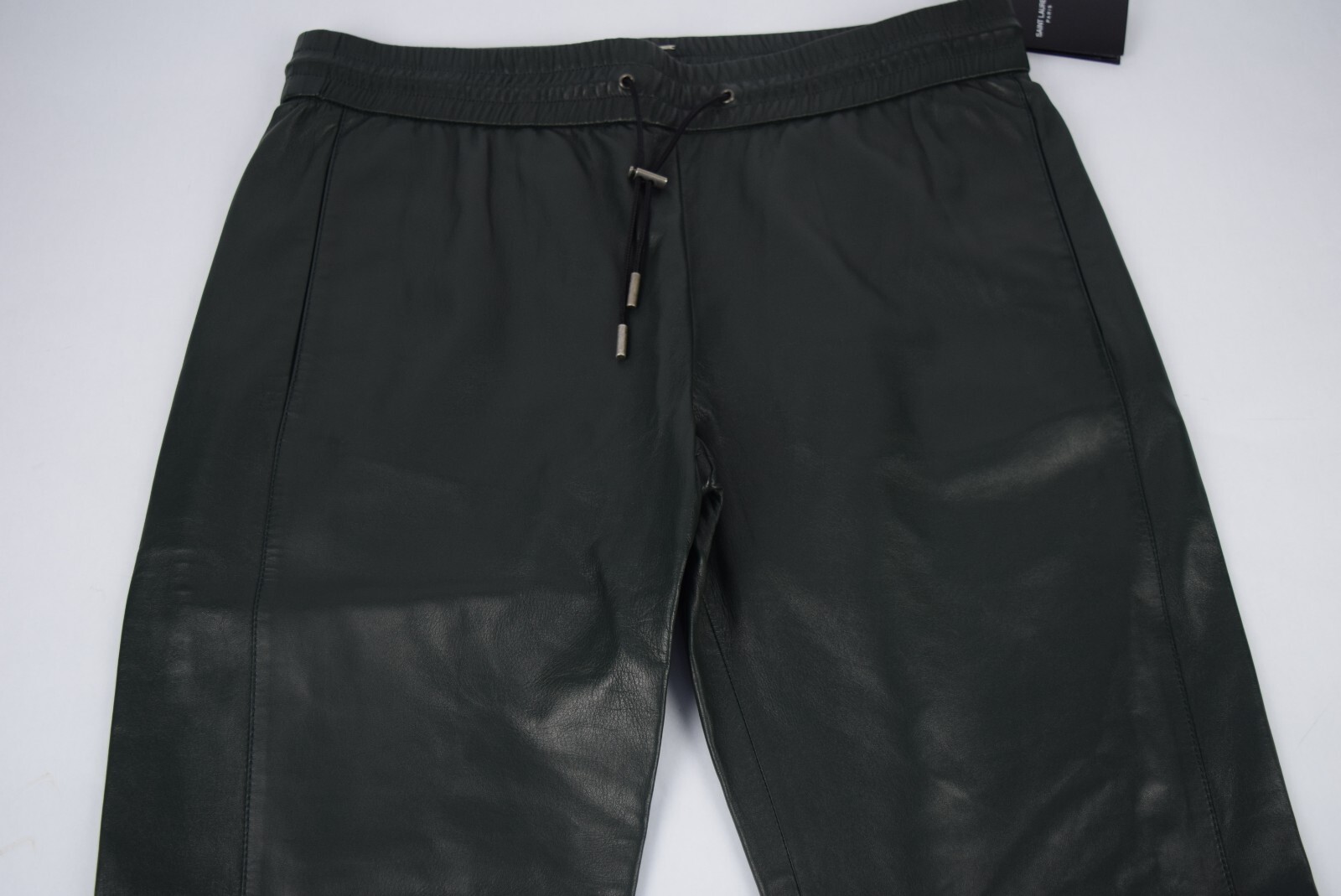 NUOVO! Felpa uomo YSL Saint Laurent pelle di agnello joggers 52EUR 36US verde