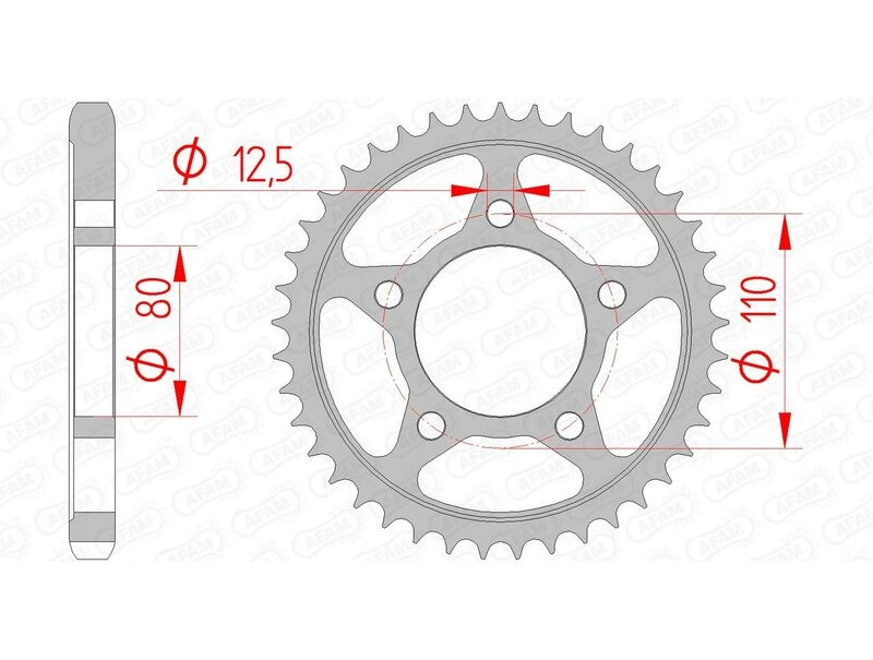 AFAM 10605 pignon en acier pas 530 anti friction pour moto