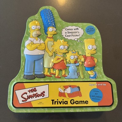 2000 The Simpsons Trivia Game Tin With Poster Complete Cardinal Games Green Box