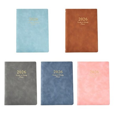 Refillable 2026 Weekly Planner 6 Rings Leather Binder Journal with Pages Dated