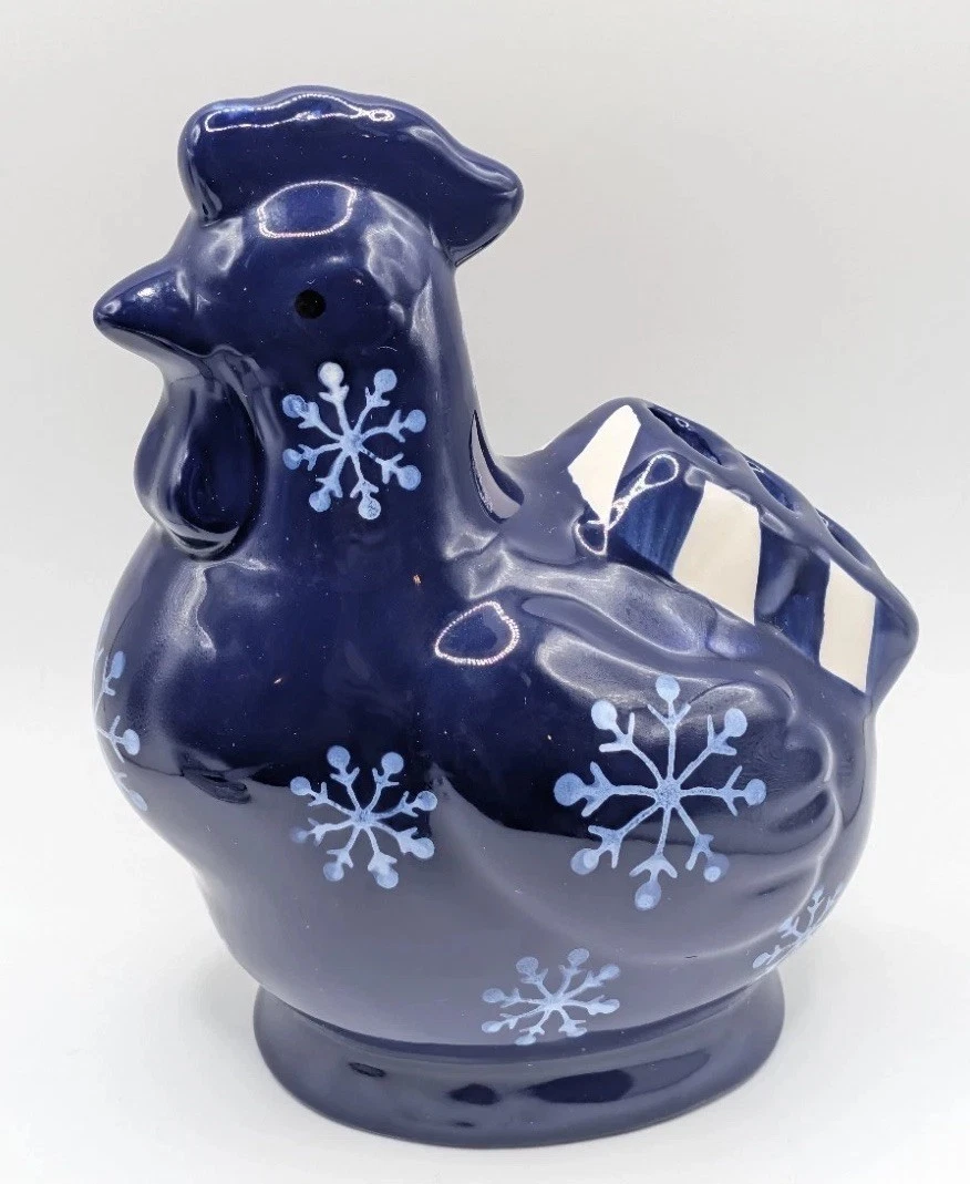 Temp-tations By Tara Blue Rooster Chicken Measuring Spoon Holder