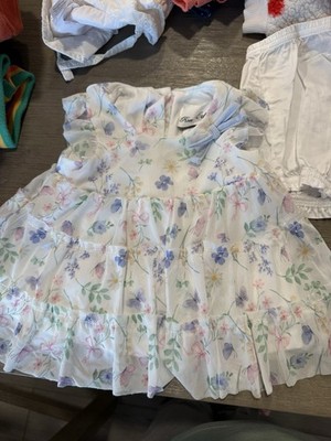 Rare Editions Floral Cotton Dress Set with Bloomers, Sleeveless, Bow, 9M