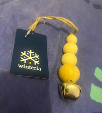Winteria Christmas Hanging Decoration Wood Beads Jute with Silver Bell