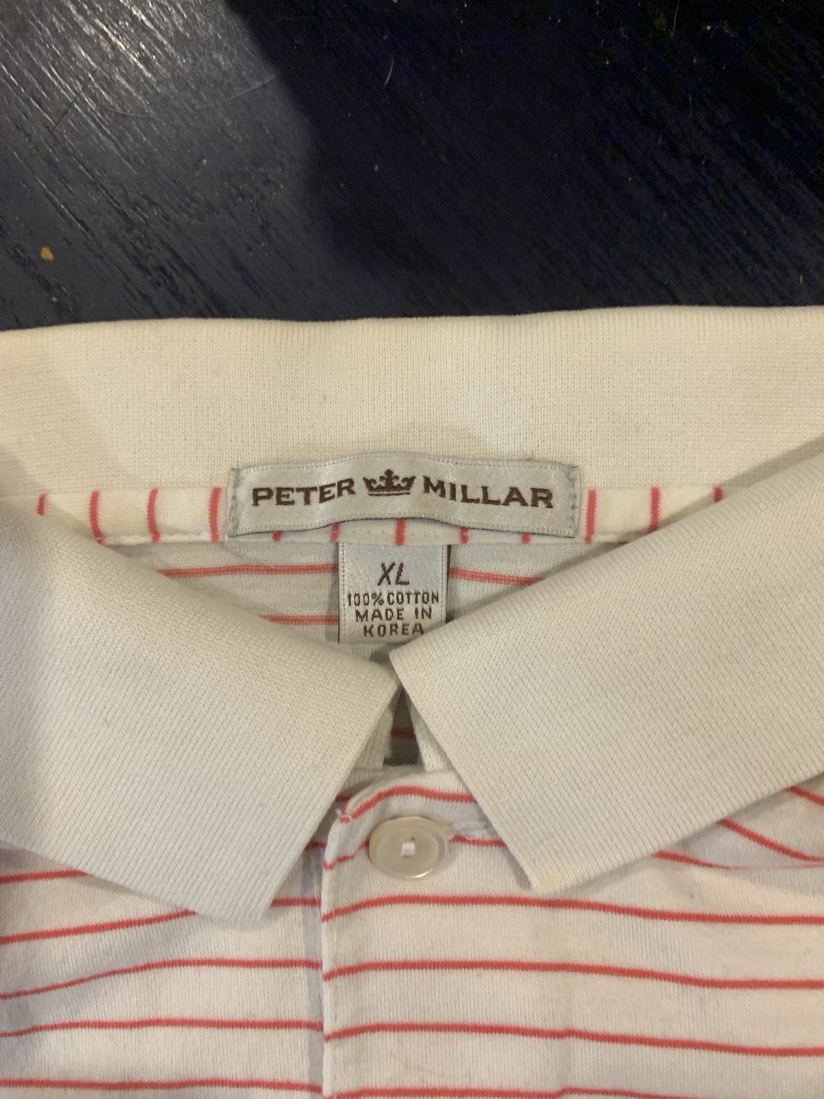 Peter Millar Shirt Mens XL Polo Golf Casual Pink Stripe Quail Hollow Logo VTG