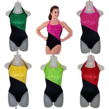 Varsity LEOTARD Dance Costume Black w/Color  Size Choice Child  Adults