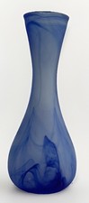 VTG Cobalt Blue Glass Swirl Art Bud Vase Matte Coastal Boho Farm Modern Chic 9  