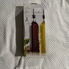 NEW Set of Olive OIL and VINEGAR Glass BOTTLES (Cruets) w/Spouts