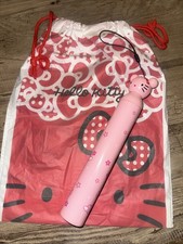 Hello Kitty Pink  White Travel Umbrella with Hard Case Cover Cover NEW 