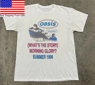 Vtg Oasis Loch Lomond Knebworth Tour 1996 Unisex White T-shirt, Size S-5XL H5356