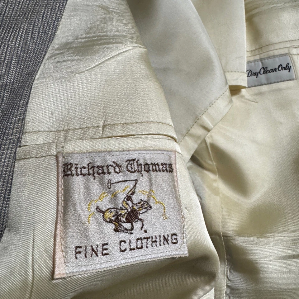 Traje de 3 piezas vintage personalizado de tweed 38L 32W para hombre beige a rayas Foto 4 de 4