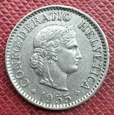 Switzerland 1955-B Copper-Nickel 10 Rappen. KM# 27