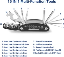 Bike Repair Kit Mini Bicycle Pump Tire Tool Contains 16-In-1 Water-Resistant