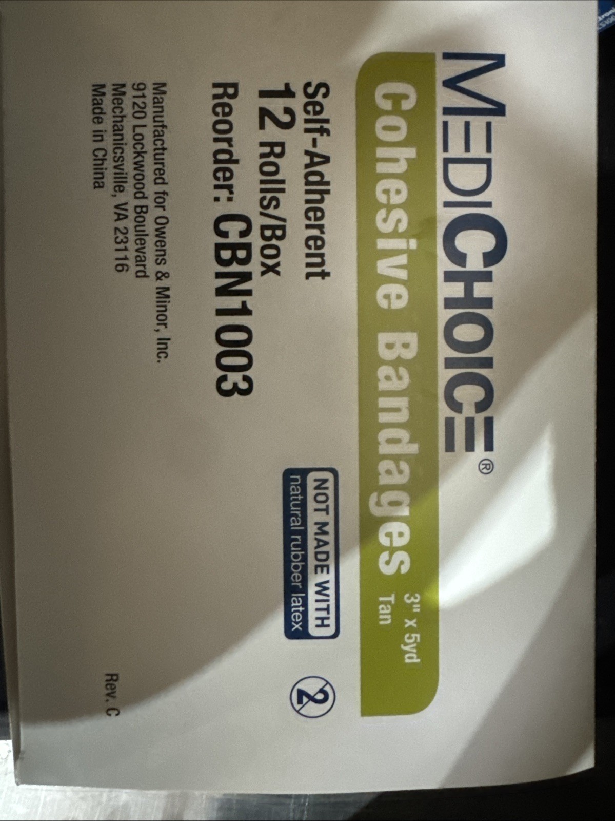 MediChoice Bandage 3" x 5 Yards, Self Adhesive Breathable 12 rolls