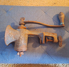 Universal No. 3 Vintage Manual Hand Crank Clamp-On Meat Grinder Gray Metal