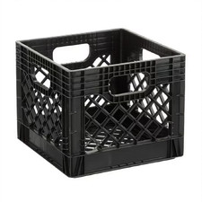 Juggernaut Storage 16QT Heavy-Duty Plastic Square Milk Crate Black
