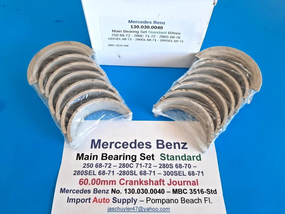 Juego de cojinetes principales Mercedes Benz STD. Cigüeñal 60 mm 250,250C,280S,280SL,280SEL Foto 2 de 2