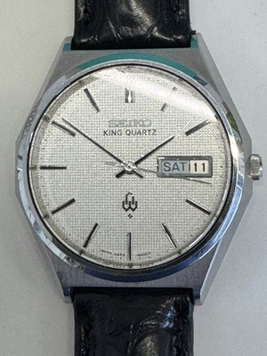 Vintage SEIKO KING QUARTZ White Day Date Eng/ Japanese Men's 4823