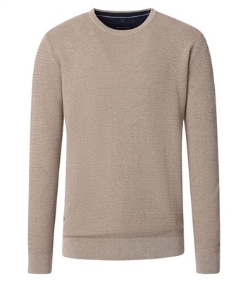 CASAMODA Herren Pullover Langarm Rundhals Regular Baumwolle Beige
