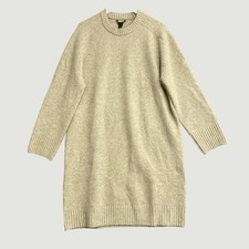Dalia Womens Beige Knit Sweater Knee Dress L Long Sleeve Crew Neck M0227