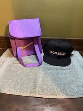 Taco Bell Employee Hat & Foundation Insulated Lunch Bag Bundle New