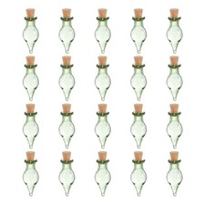 20 Pcs Small Cute Teardrop Mini Glass Bottles Jars with Cork Stopper, Green