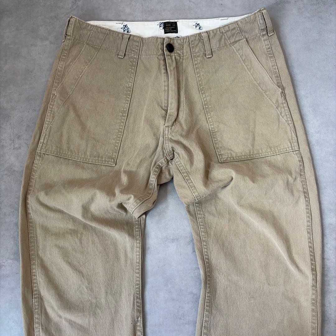 A Bathing Ape Cotton Baker Pants Beige Size 2 BA0226185 thumbnail 6