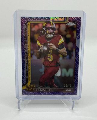 Topps Chrome 2025 Jayden Daniels #295 Commanders Purple Leather Refractor /75 🔥