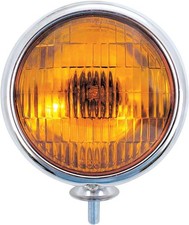 Vintage Chrome Fog Light - 6v - Amber