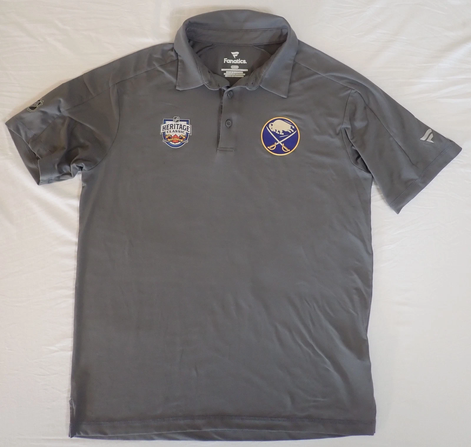 Buffalo Sabres Fanatics Men's Gray Polo Shirt 2022 Heritage Classic