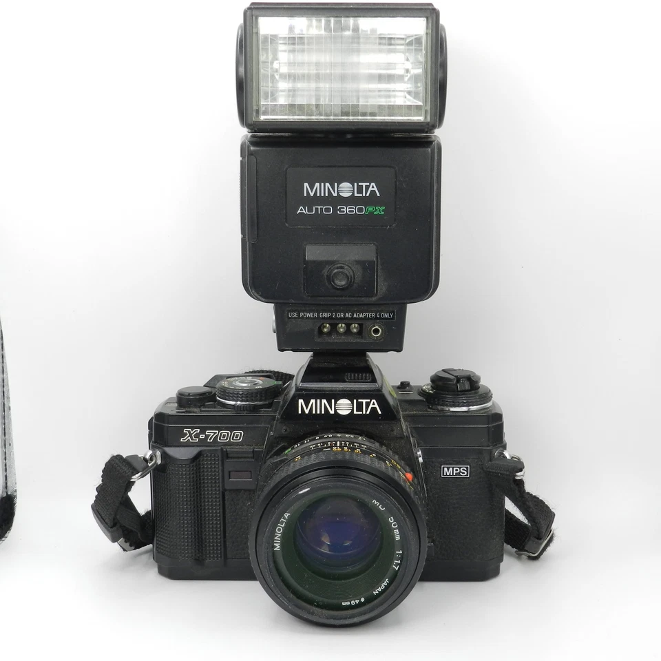 Cámara fotográfica SLR Minolta X-700 35 mm DE COLECCIÓN + Flash 360PX AUTOMÁTICO - SIN PROBAR Foto 2 de 4