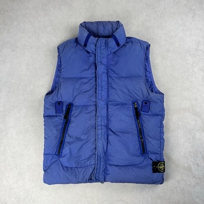 Stone Island Crinkle Reps Down Puffer Gilet Medium Coat Blue Jacke 5258