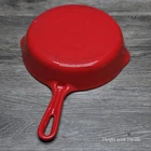 Griswold Cast Iron Skillet - #6 Red & Cream Enamel Coated - #699 - Erie, PA