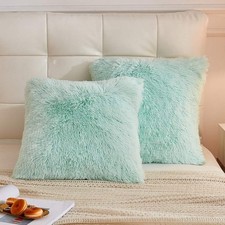 LIFEREVO 2 Pack Fluffy Faux Fur Pillow Shams,18 x 18 Inches Throw Pillow Cove...