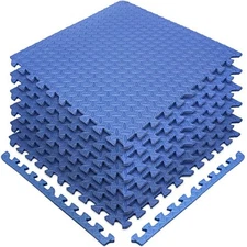 SIVAN HEALTH AND FITNESS PUZZLE EXERCISE MAT EVA INTERLOCKING TILES - BLUE