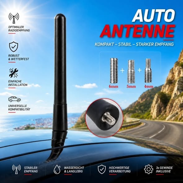 Auto Antenne Stabantenne Dachantenne Robust Schwarz Flexibel 16 Cm Lang Car-image