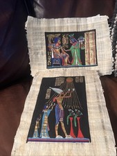 Vintage Papyrus Paper Handpainted Egyptian Scenes! 10”X 13”