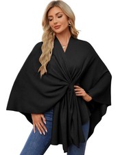 Women's Elegant Shawl Wraps Soft Open Front Poncho Sweater for Spring Fall Wi...