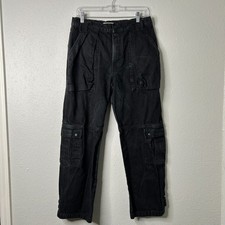 We The Free Marx Slouchy Cargo Jeans Wide Leg Black Denim 27 Free People