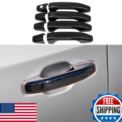 Fewshaw Carbon Fiber Style Side Door Handles Trim Cover For 2019-2026 Gmc