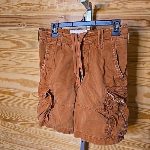 Vtg 90s Y2K ABERCROMBIE & FITCH Cargo Shorts drawstring Burnt Orange Boys Sz 14 - Picture 2 of 6