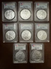 (8) 2017 - 2024 SILVER EAGLE PCGS MS70 FIRST STRIKE - FS FLAG LABEL
