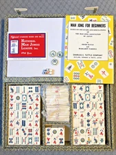Vintage 1986-87 National Mah Jongg League Set 152 Tiles, Sticks, Case & Book Y