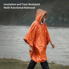 1pc Orange /Green Emergency Rain Poncho Waterproof Survival Camping Blanket