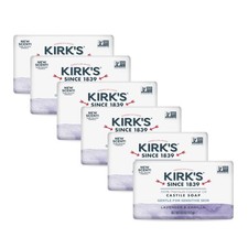 Kirk's Castile Bar Soap Lavender Vanilla, Vegan, Non GMO, 4 oz Bars, 6 Pack