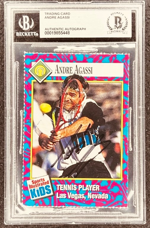 Andre Agassi signed autograph 1993 Sports Illustrated SI for Kids card BAS slab