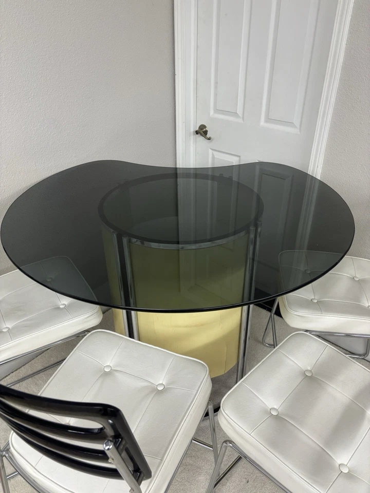 Taburetes Giotto Stoppino Mid Century Modern Chromcraft de vidrio ahumado Lucite Dry Bar4 Foto 4 de 4