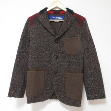 JUNYA WATANABE MAN Comme des Garcons elbow patch wool tweed tailored jacket ...