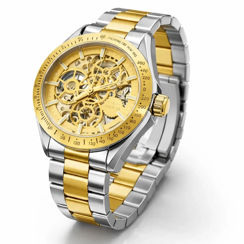 Invicta Objet D Art Automatic Men's Watch w/ Skeleton Dial - 43mm - Silver/Gold