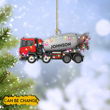 Concrete mixer truck Christmas Ornament, truck tree hanging Xmas Ornament decor