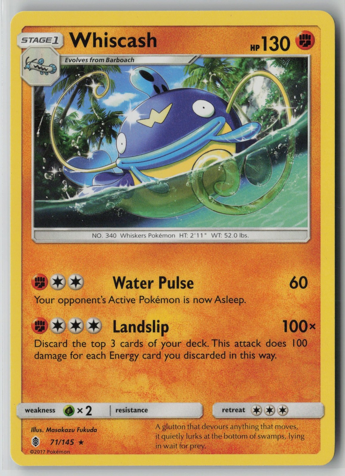 Whiscash 71/145 Pokemon Guardians Rising Rare Lightly Played Card (LP)